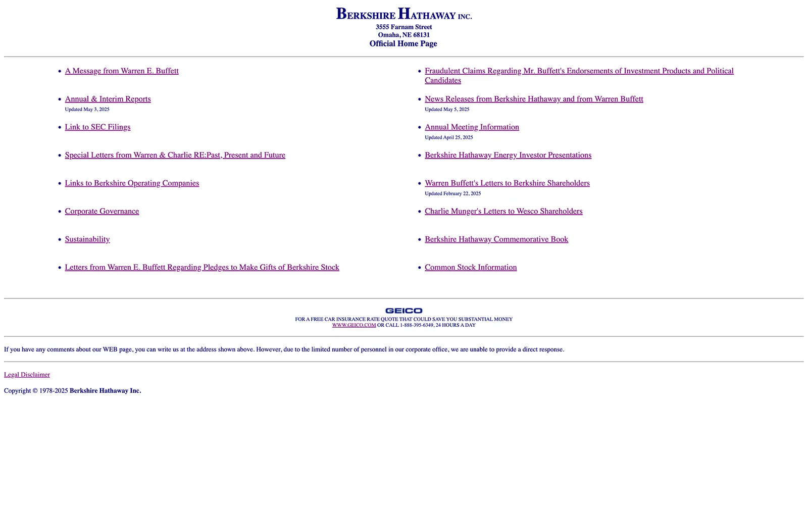 Screenshot of BerkshireHathaway.com
