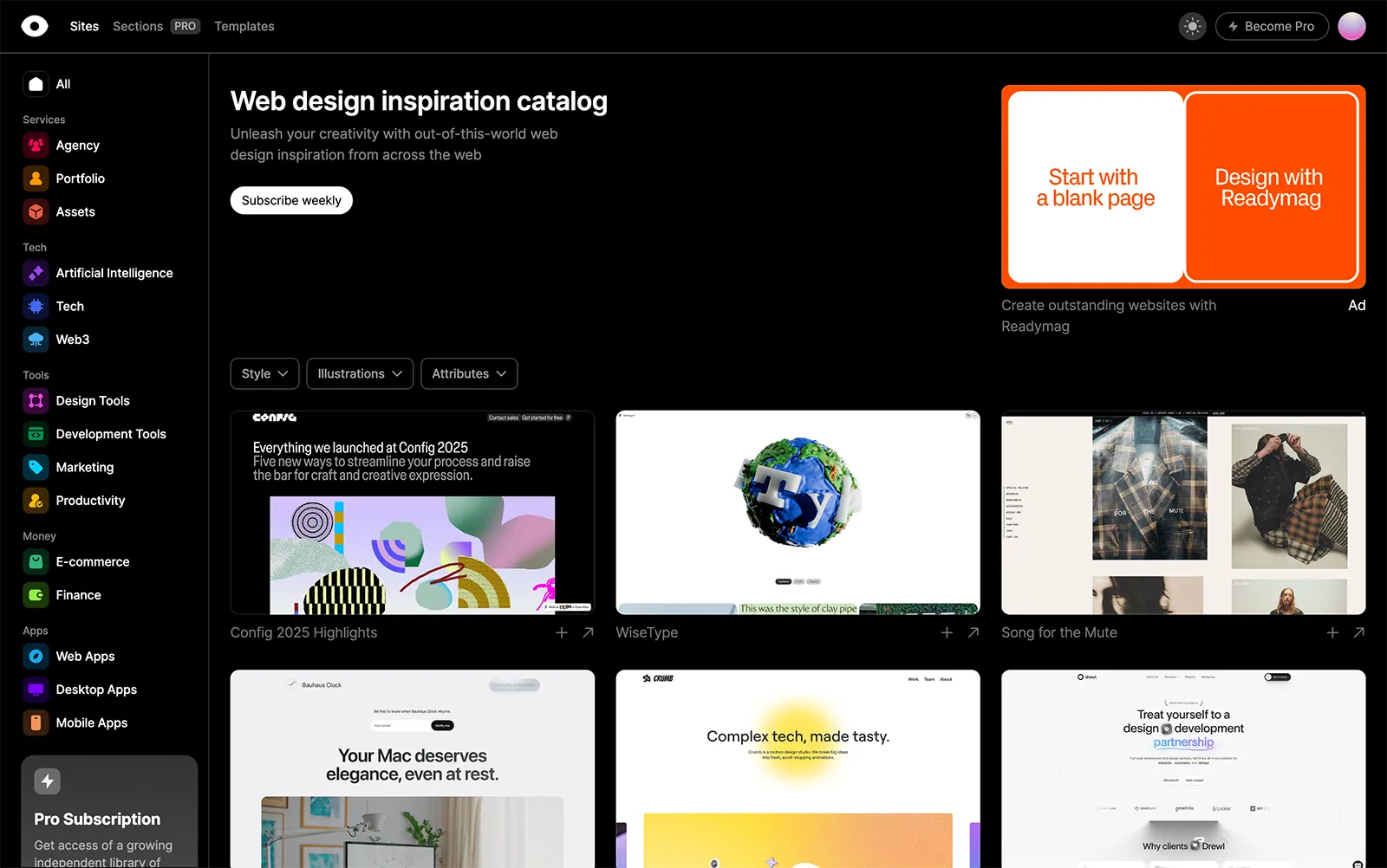 Screenshot of Curated.design