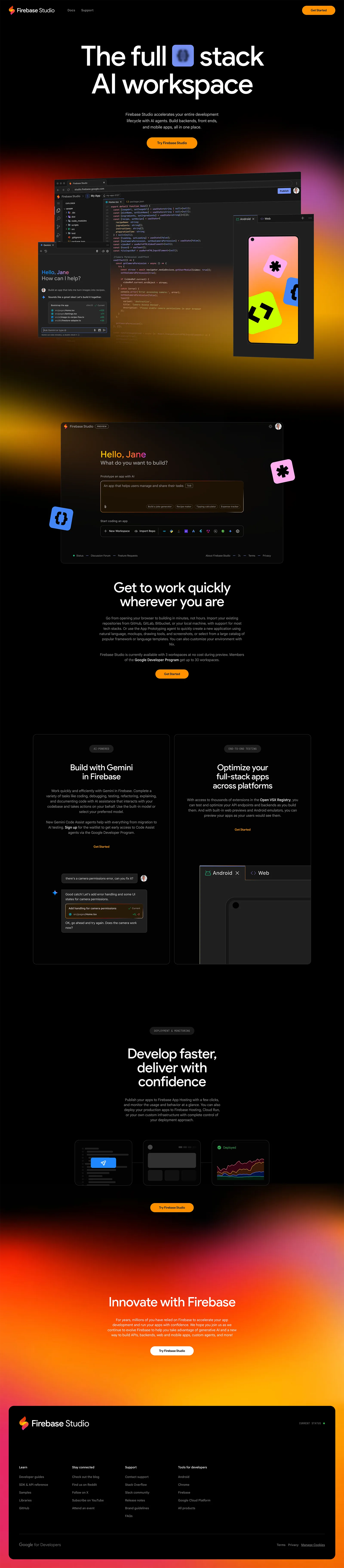 Screenshot of Firebase.studio