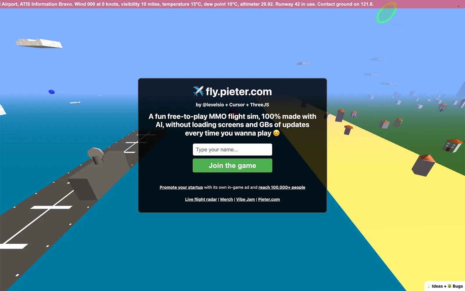 Screenshot of Fly.Pieter.com