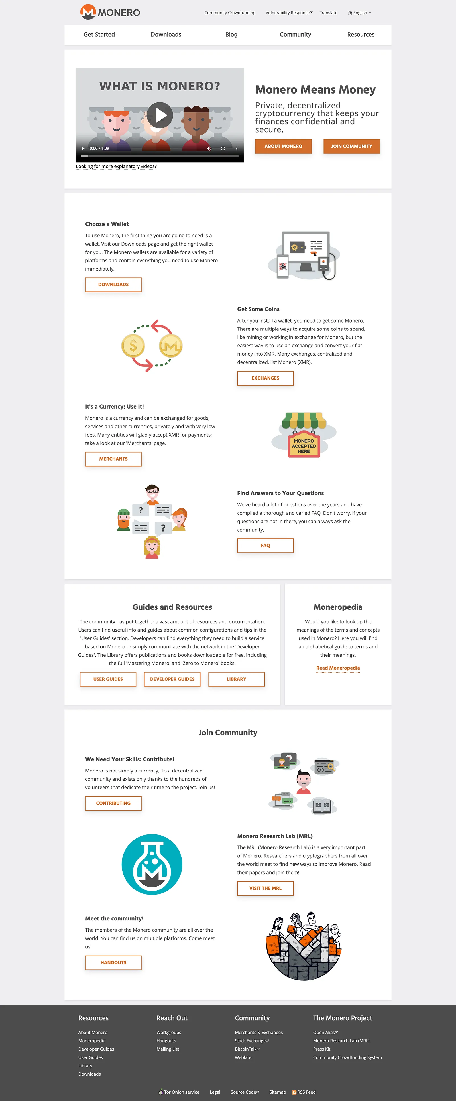 Screenshot of Monero.org
