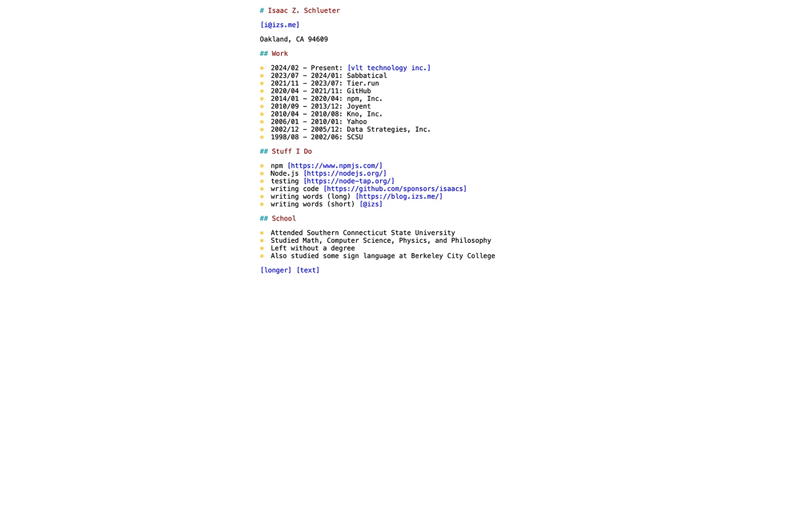 Screenshot of IZS.me