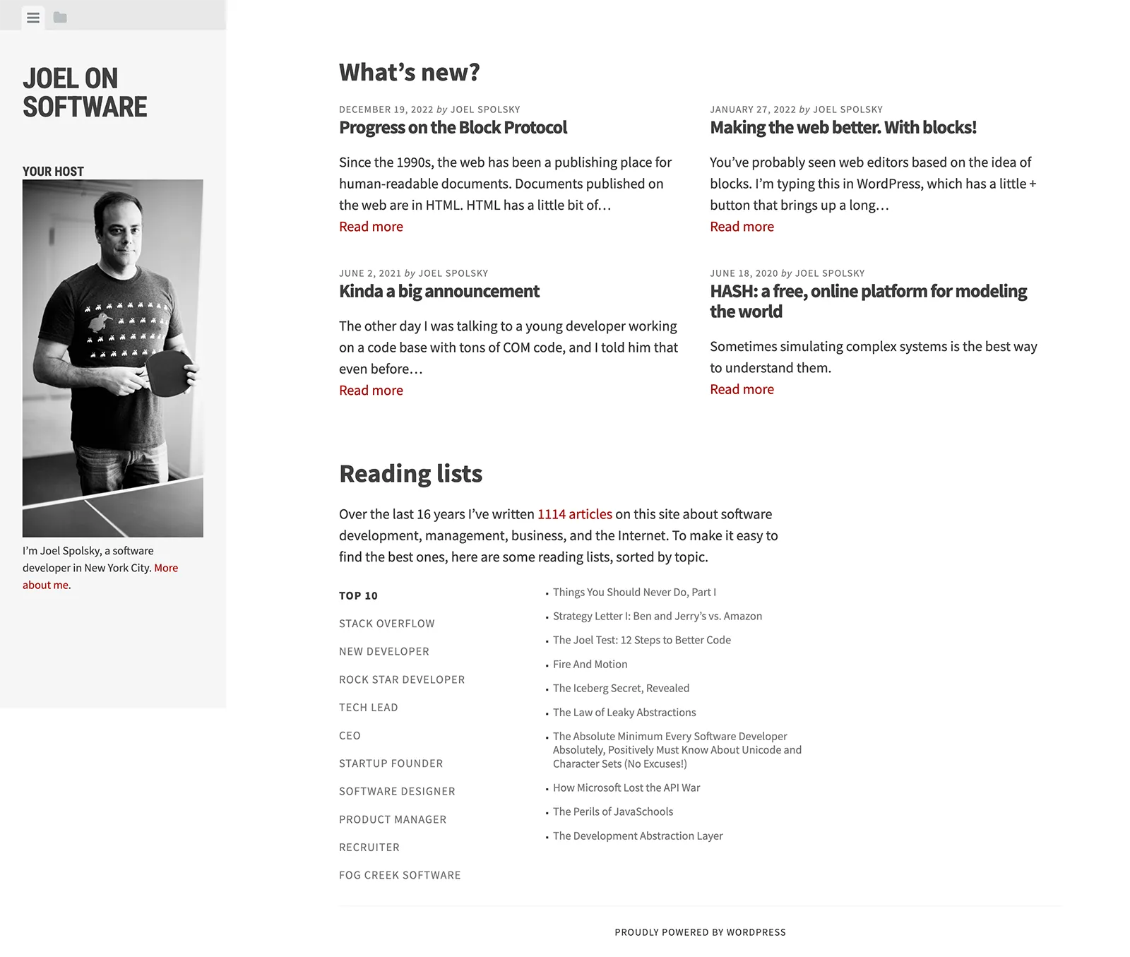 Screenshot of JoelOnSoftware.com