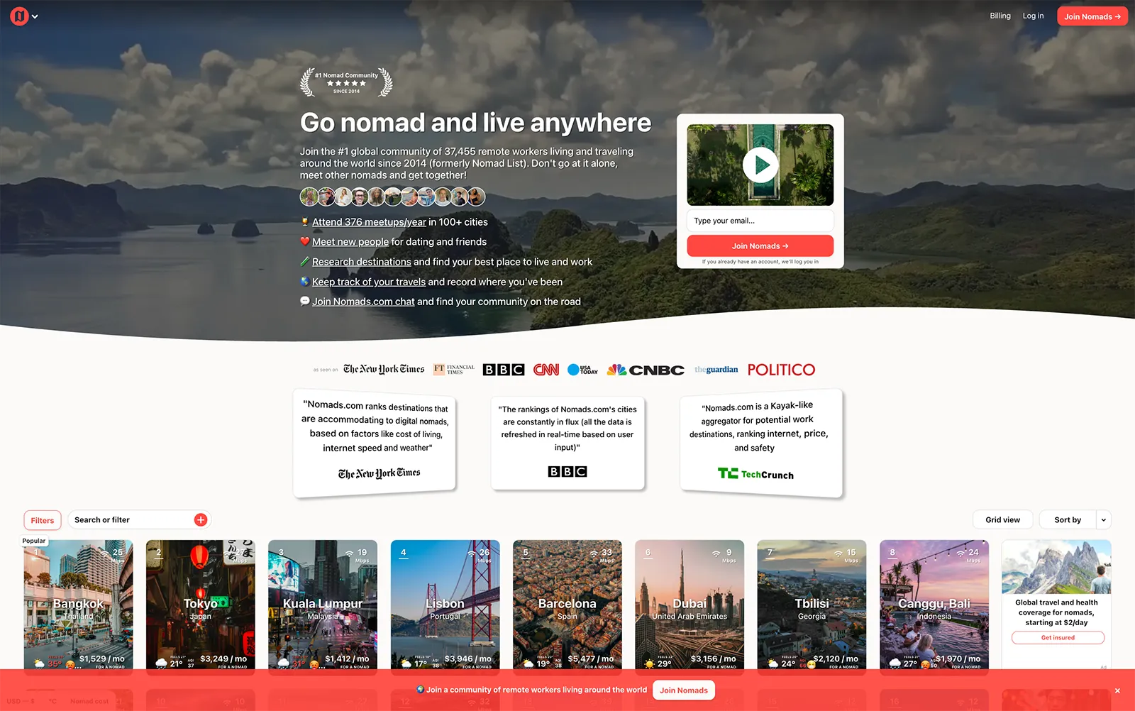 Screenshot of Nomads.com