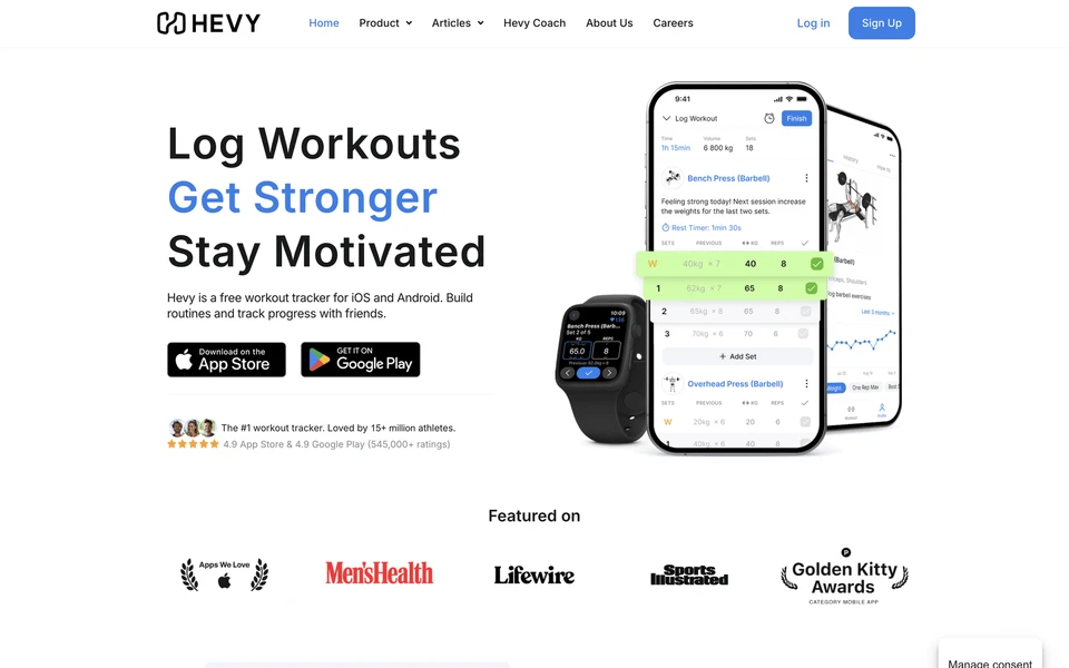Screenshot of HevyApp.com