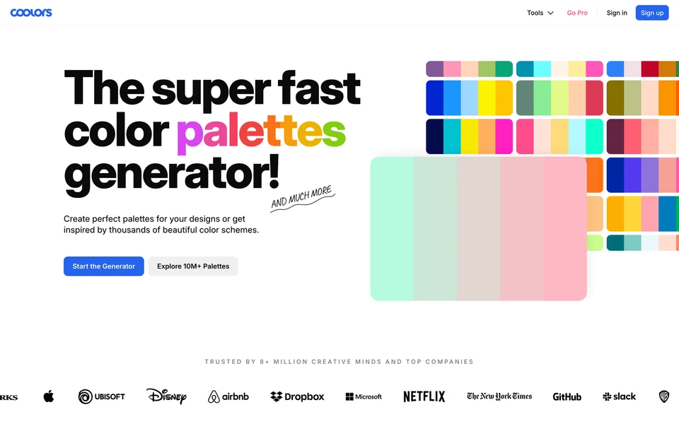 Screenshot of Coolors.co