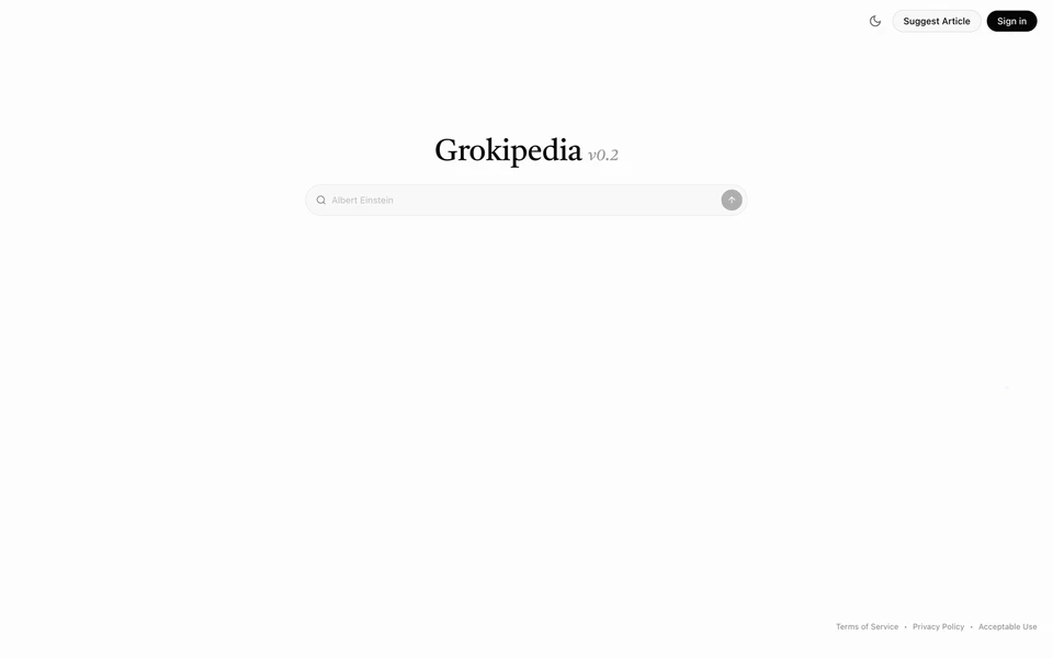 Screenshot of Grokipedia.com