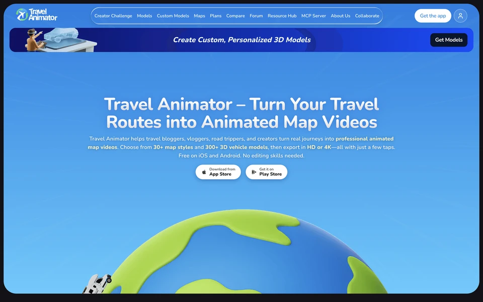Screenshot of TravelAnimator.com