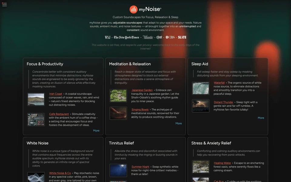Screenshot of MyNoise.net