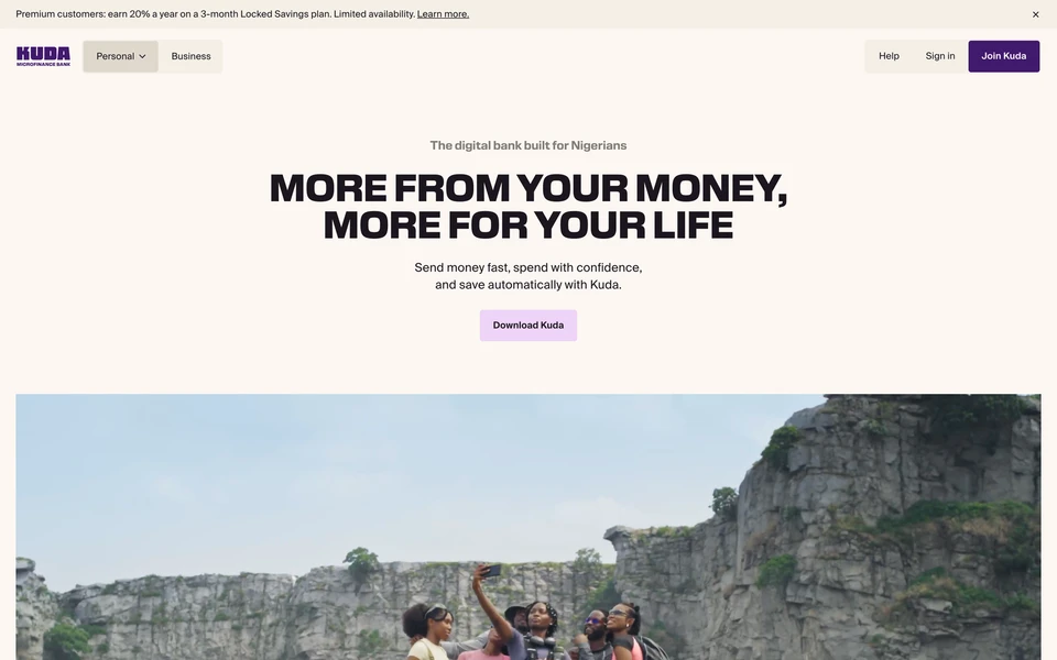 Screenshot of Kuda.com