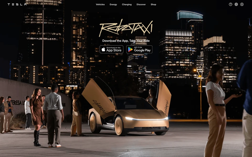 Screenshot of Tesla.com Robotaxi