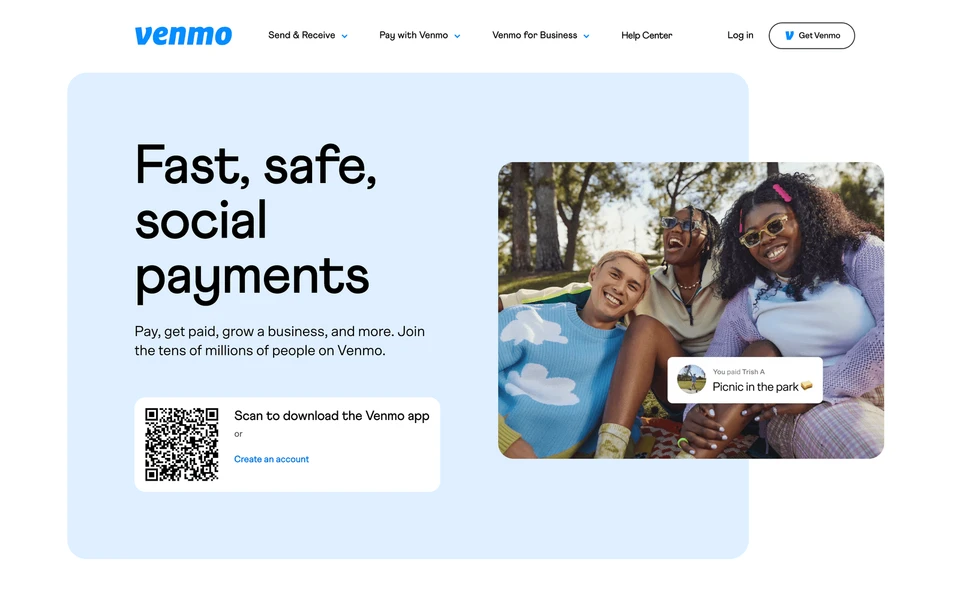 Screenshot of Venmo.com