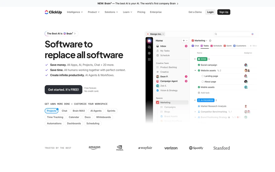 Screenshot of ClickUp.com