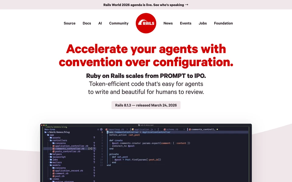 Screenshot of RubyOnRails.org
