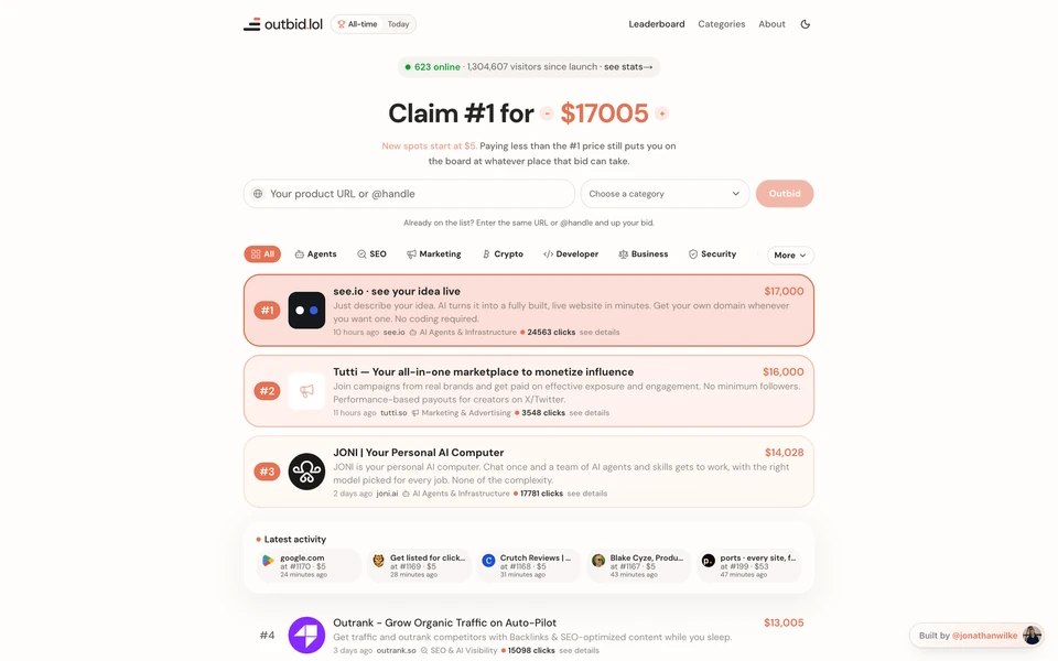 Screenshot of Outbid.lol