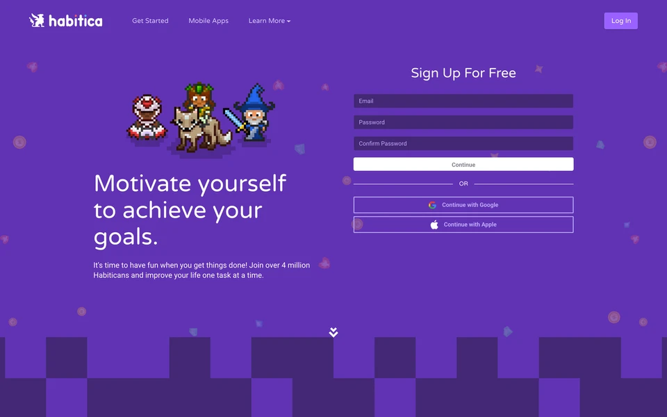 Screenshot of Habitica.com