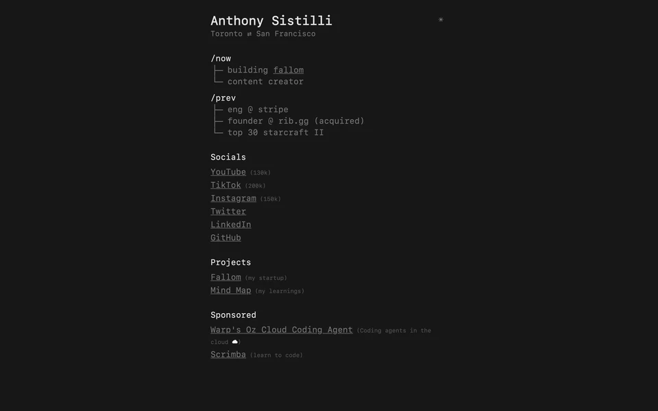 Screenshot of Sistilli.dev