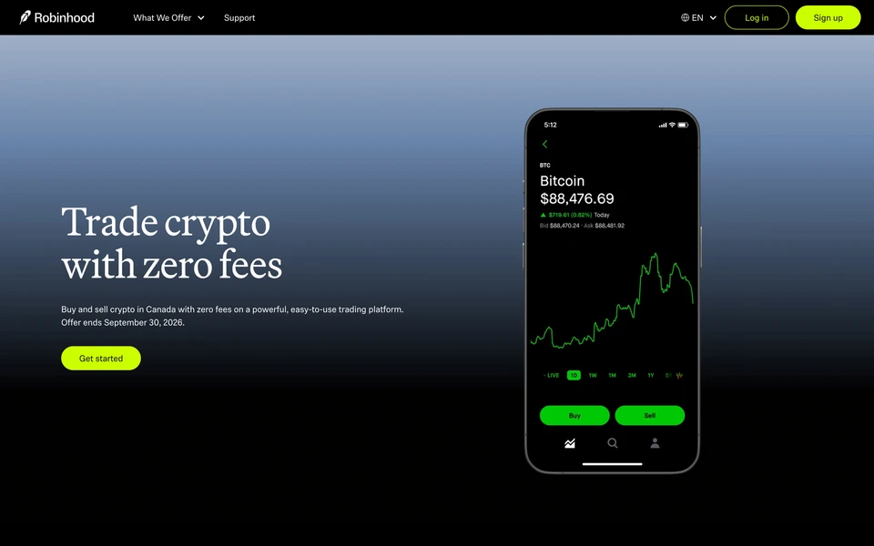 Screenshot of Robinhood.com