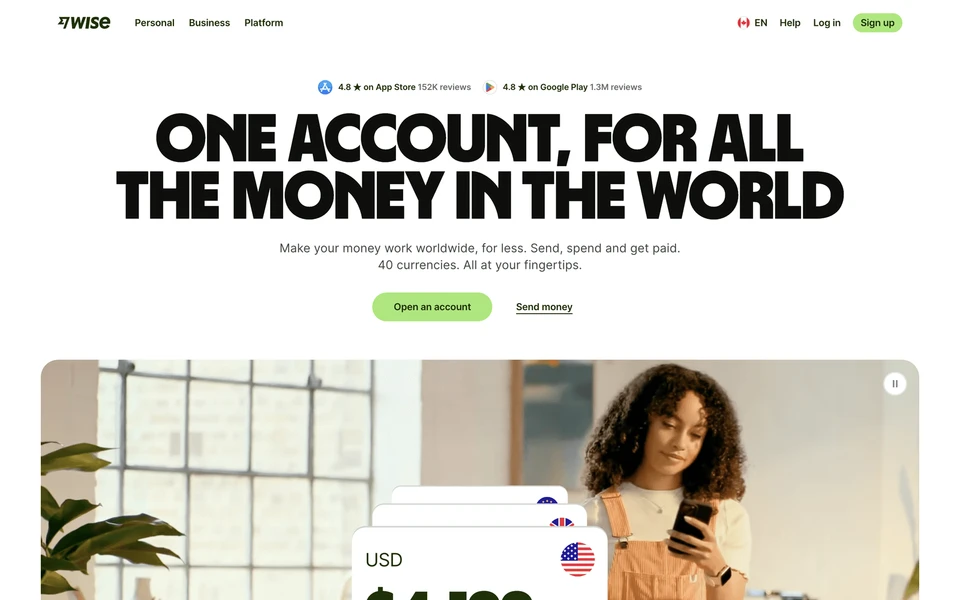 Screenshot of Wise.com