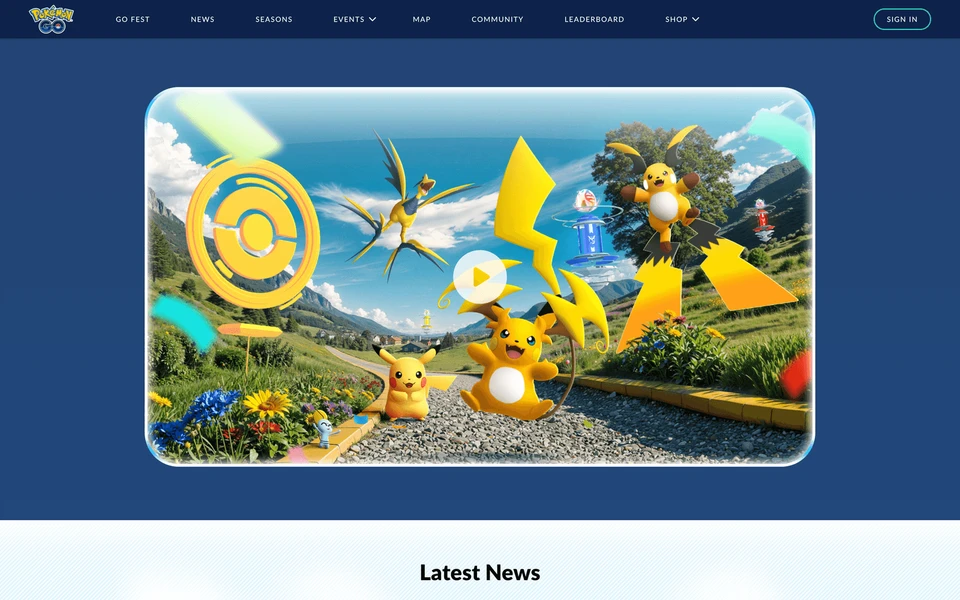 Screenshot of PokemonGO.com