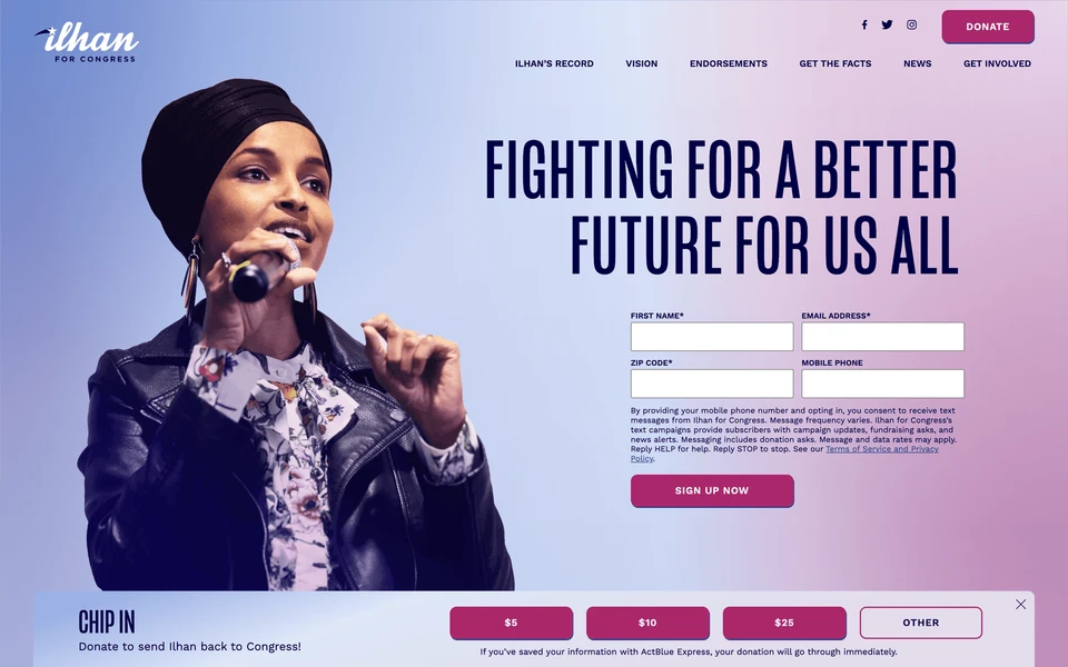 Screenshot of IlhanOmar.com