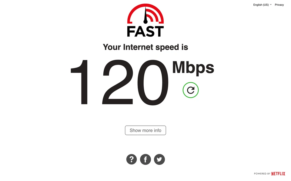 Screenshot of Fast.com