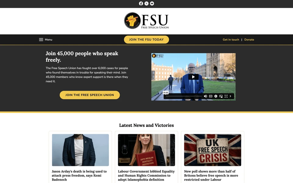 Screenshot of FreeSpeechUnion.org