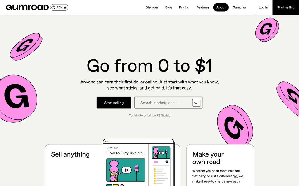 Screenshot of Gumroad.com