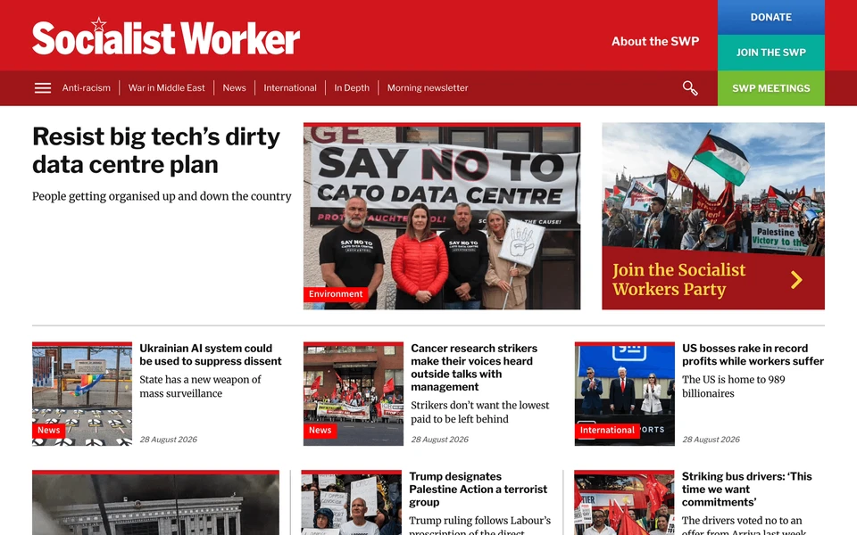 Screenshot of SocialistWorker.co.uk