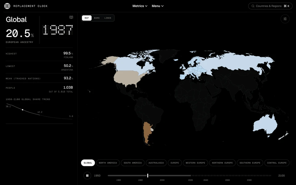 Screenshot of ReplacementClock.org