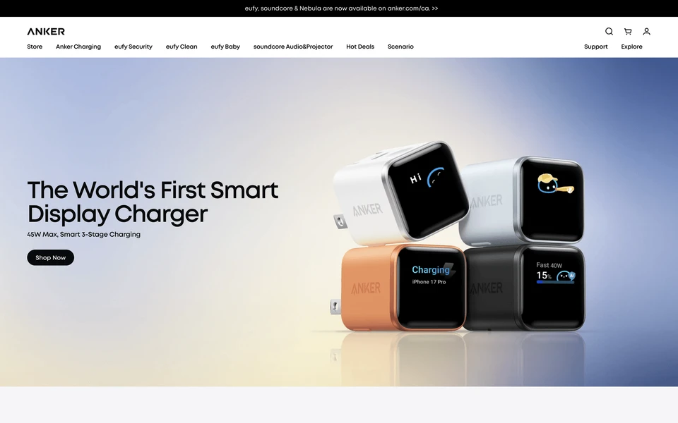 Screenshot of Anker.com