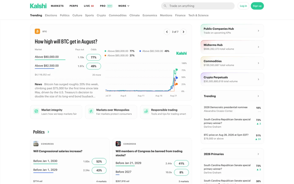 Screenshot of Kalshi.com