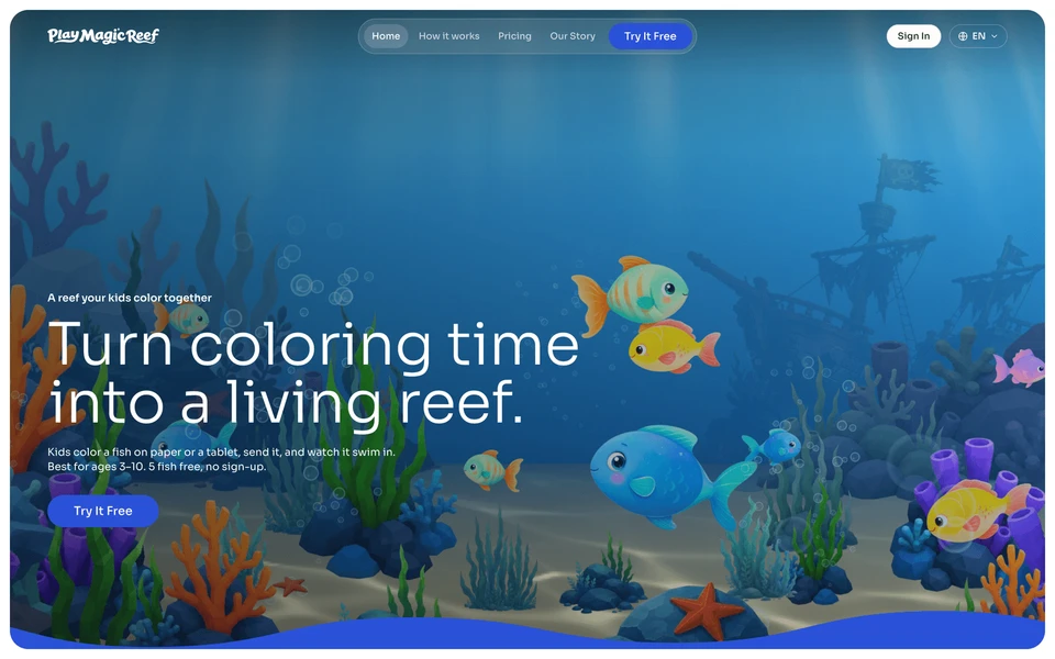 Screenshot of PlayMagicReef.com
