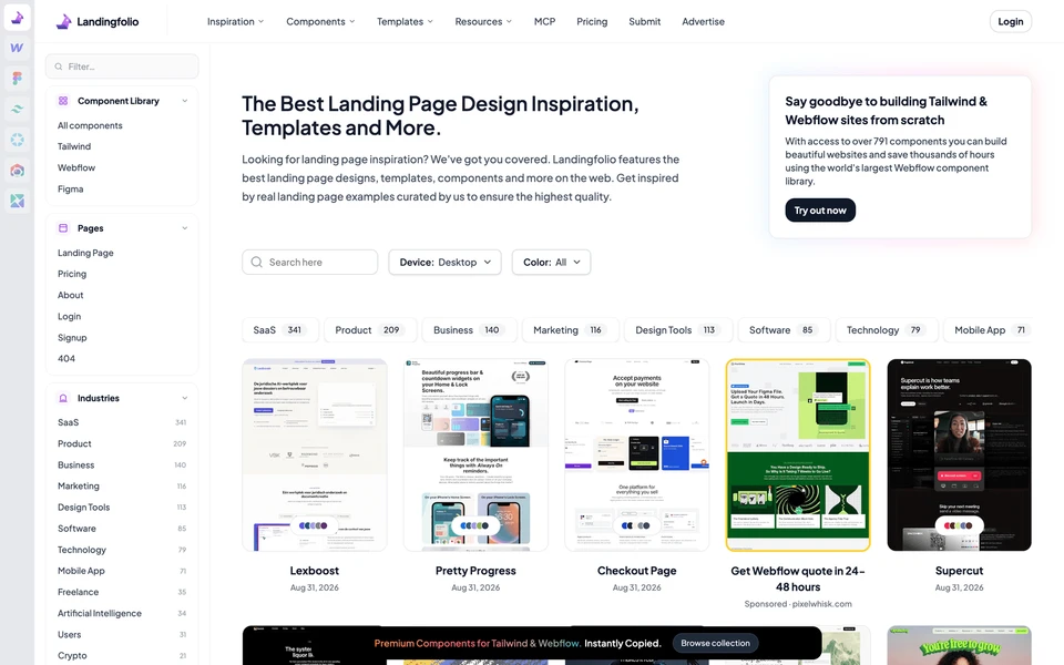 Screenshot of LandingFolio.com