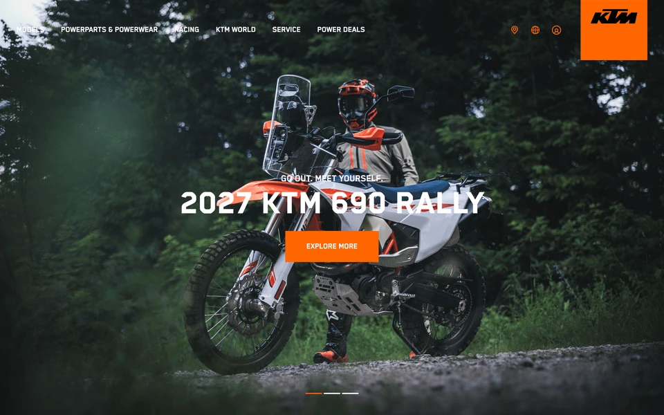 Screenshot of KTM.com