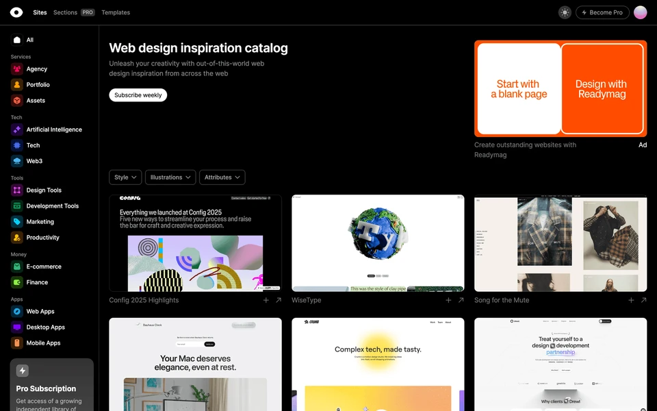 Screenshot of Curated.Design