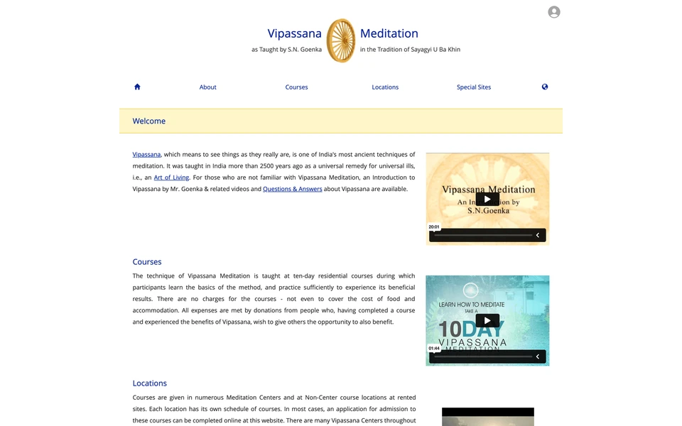 Screenshot of Dhamma.org