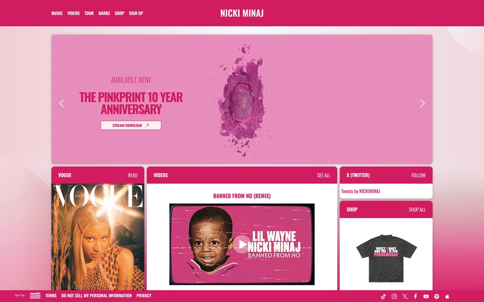 Screenshot of NickiMinajOfficial.com