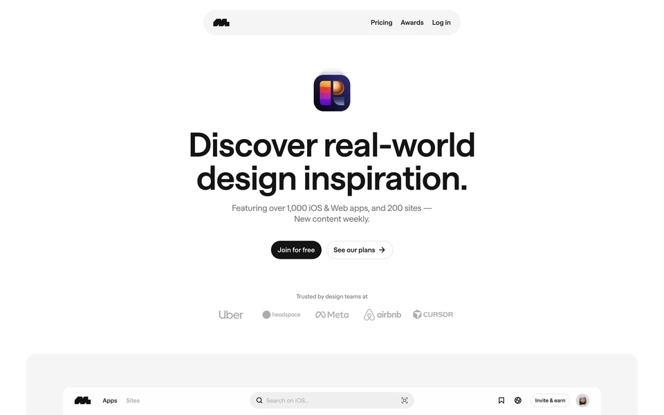 Screenshot of Mobbin.com