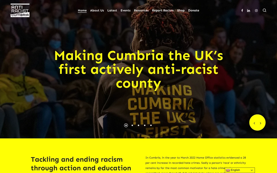 Screenshot of AntiRacistCumbria.org