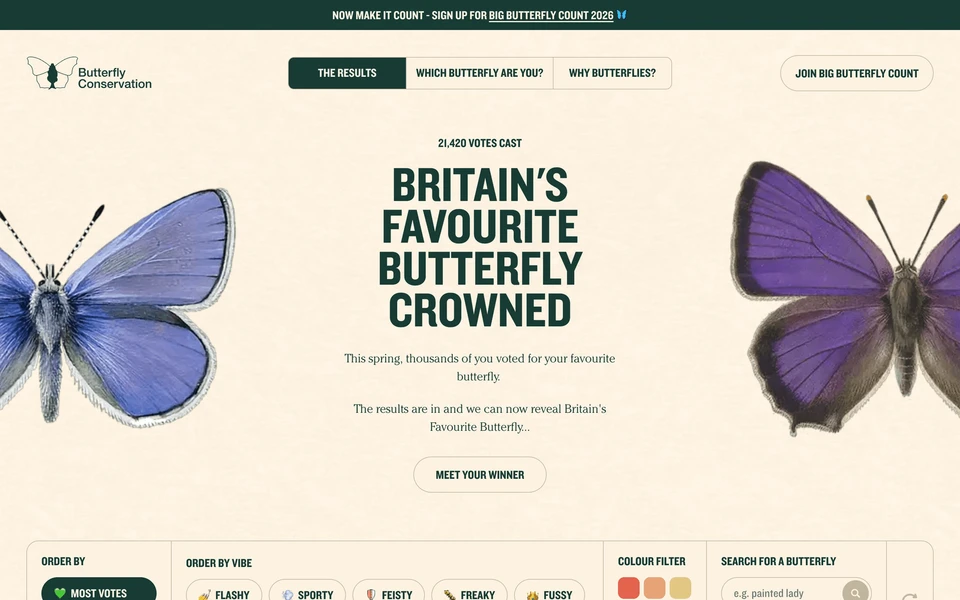 Screenshot of BritainsFavouriteButterfly.co.uk
