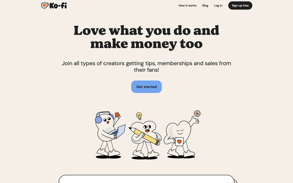 Screenshot of Ko-fi.com