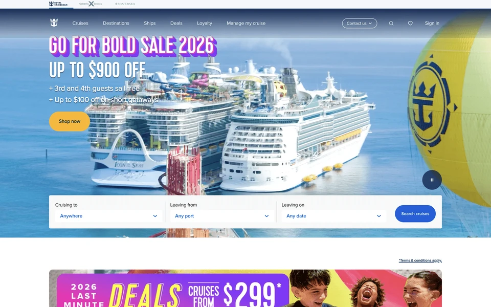 Screenshot of RoyalCaribbean.com