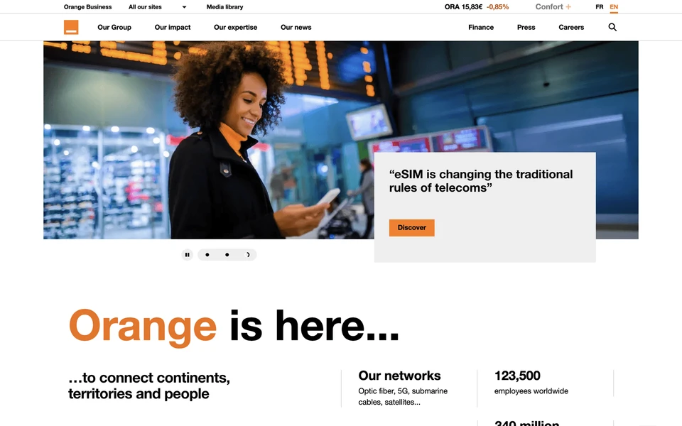 Screenshot of Orange.com