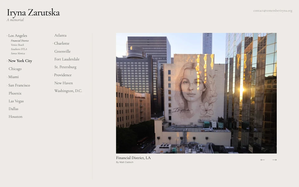 Screenshot of RememberIryna.org