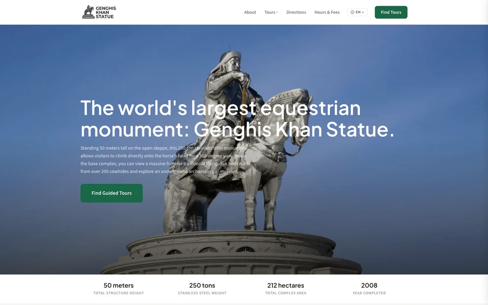 Screenshot of GenghisKhanStatue.com