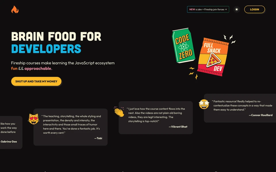 Screenshot of Fireship.io