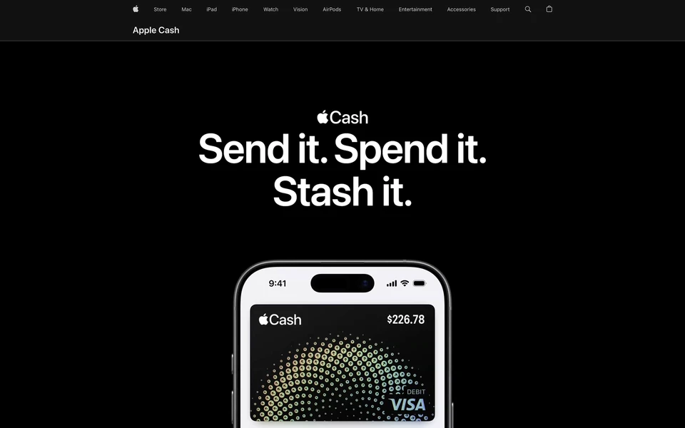 Screenshot of Apple.com Apple Cash