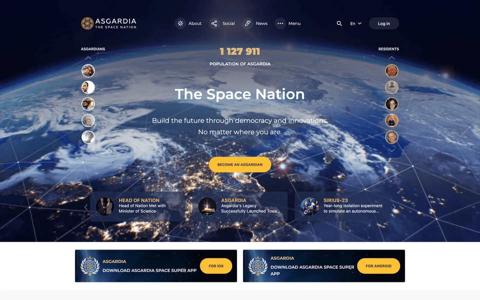 Screenshot of Asgardia.space