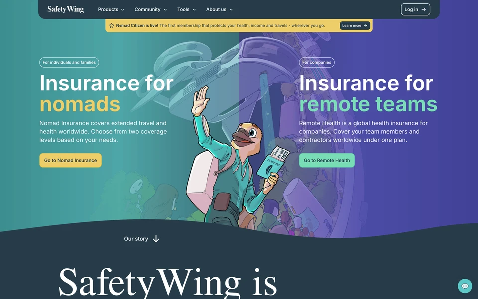 Screenshot of SafetyWing.com